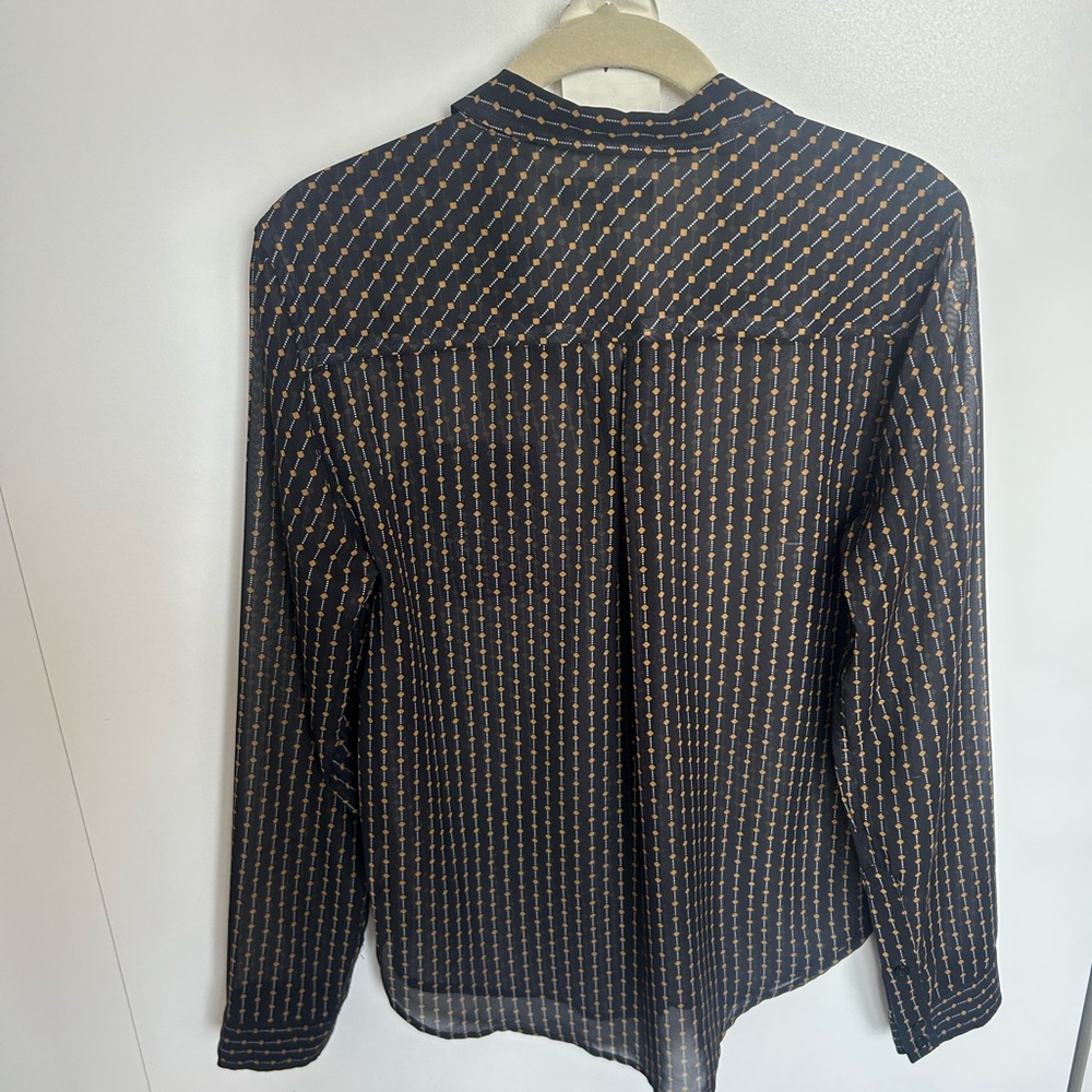 Brooklyn Industries Collared Black Shirt Blouse with Gold - Picture 6 of 6